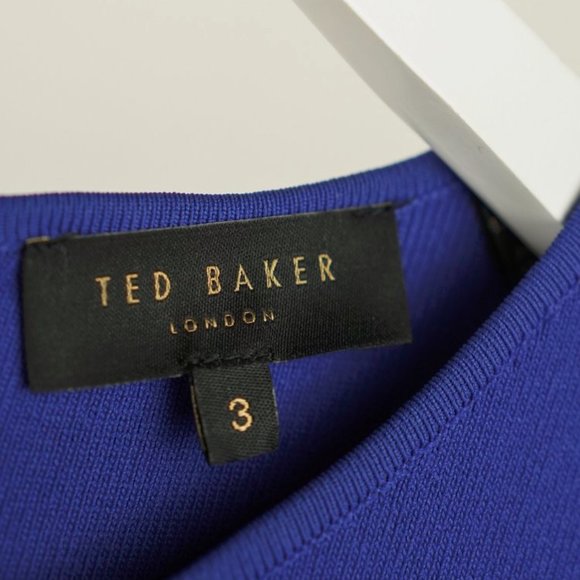 Ted Baker Royal Blue Frill Ponte-Knit Top - Picture 8 of 9